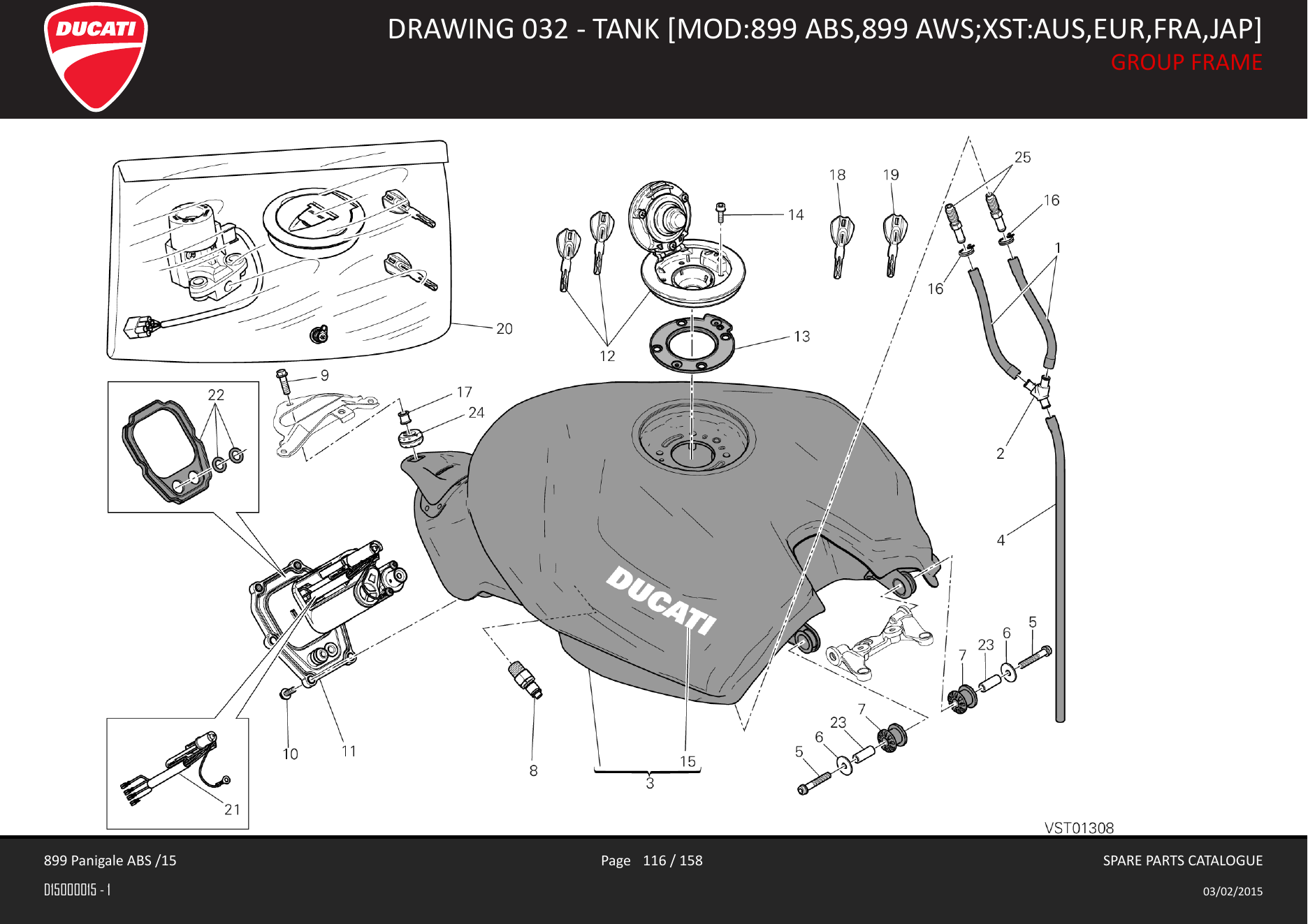 Factory Euro/ROW tank and OEM Y-pipe, 2015 catalogue p. 116
